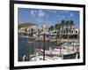 Spain, Menorca; Boats Moored in the Harbour of the Fishing Village of Fornells-John Warburton-lee-Framed Photographic Print