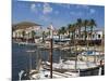Spain, Menorca; Boats Moored in the Harbour of the Fishing Village of Fornells-John Warburton-lee-Mounted Photographic Print