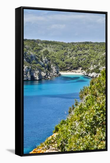 Spain, Menorca. Cliffside view.-Hollice Looney-Framed Stretched Canvas