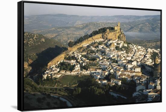 Spain, Montefrio, Andalusia, Aerial Town and Church-David Barnes-Framed Stretched Canvas