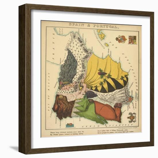 Spain & Portugal, Geographical Fun: Being Humourous Outlines of Various Countries, 1869-Lilian Lancaster-Framed Giclee Print