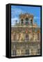 Spain, Salamanca, Town Hall Bell Tower in Plaza Mayor-Jim Engelbrecht-Framed Stretched Canvas