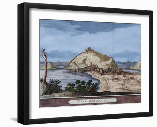 Spain. San Sebastian or Donostia. Santa Clara Island. Map. Late 16th Century - 17th Century-null-Framed Giclee Print