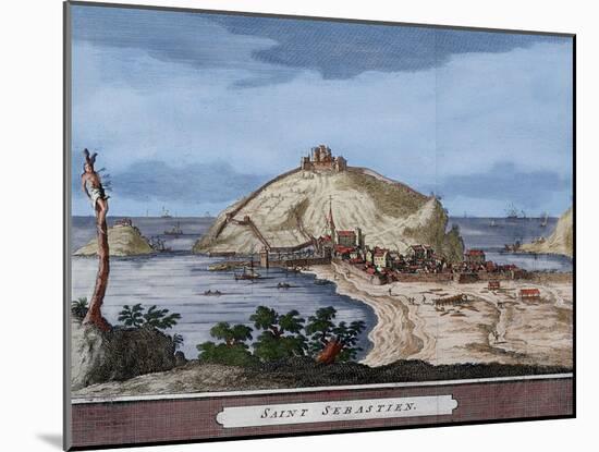 Spain. San Sebastian or Donostia. Santa Clara Island. Map. Late 16th Century - 17th Century-null-Mounted Giclee Print