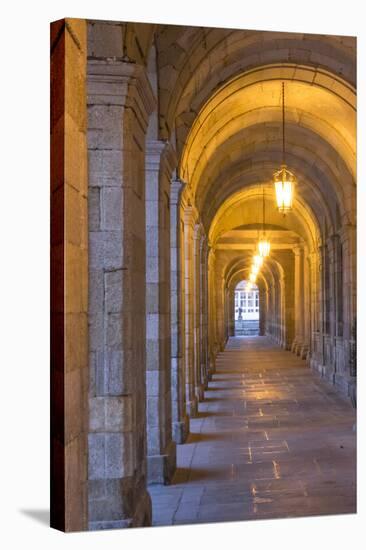 Spain, Santiago. Archways and Door Near the Main Square of Cathedral Santiago De Compostela-Emily Wilson-Stretched Canvas