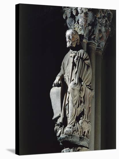Spain, Santiago De Compostela, Figure of St James from Door of Glory in Cathedral-null-Stretched Canvas
