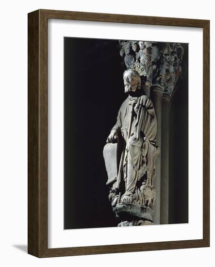 Spain, Santiago De Compostela, Figure of St James from Door of Glory in Cathedral-null-Framed Giclee Print