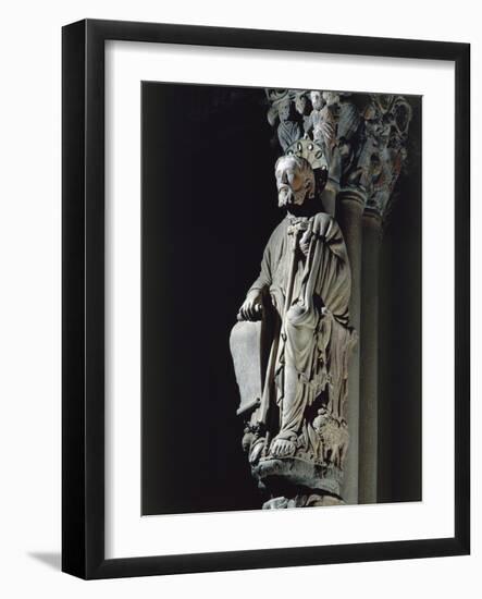 Spain, Santiago De Compostela, Figure of St James from Door of Glory in Cathedral-null-Framed Giclee Print