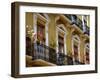 Spain, Sevilla, Andalucia Geraniums hang over iron balconies of traditional houses-Merrill Images-Framed Premium Photographic Print