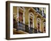 Spain, Sevilla, Andalucia Geraniums hang over iron balconies of traditional houses-Merrill Images-Framed Photographic Print