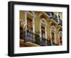 Spain, Sevilla, Andalucia Geraniums hang over iron balconies of traditional houses-Merrill Images-Framed Photographic Print