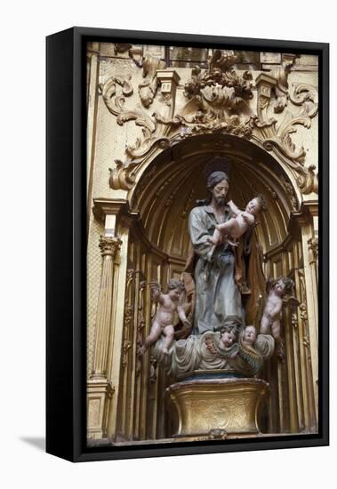 Spain, Toledo, Saint John of The Kings Church, Sculpture of Jesus Christ with Infant Angels-Samuel Magal-Framed Stretched Canvas