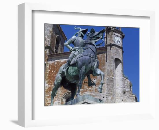 Spain, Trujillo, Plaza Mayor, Equestrian Statue of Francisco Pizarro-Charles Cottet-Framed Giclee Print