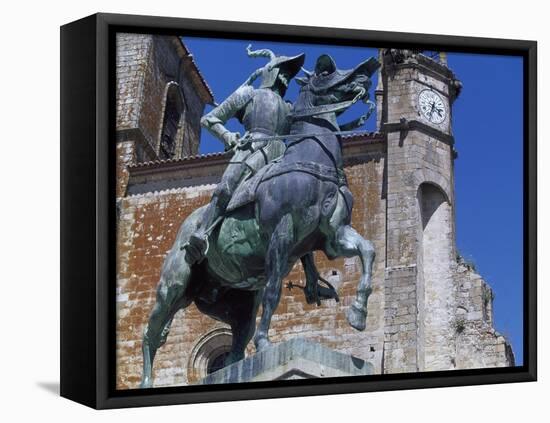 Spain, Trujillo, Plaza Mayor, Equestrian Statue of Francisco Pizarro-Charles Cottet-Framed Stretched Canvas