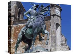 Spain, Trujillo, Plaza Mayor, Equestrian Statue of Francisco Pizarro-Charles Cottet-Stretched Canvas