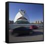 Spain, Valencia, Bridge, Cars, Ciudad De Las Artes Y De Las Ciencias, Palau-Rainer Mirau-Framed Stretched Canvas