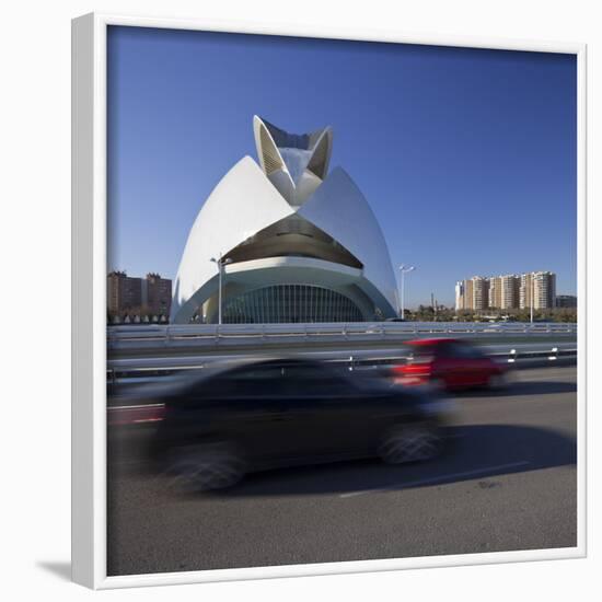Spain, Valencia, Bridge, Cars, Ciudad De Las Artes Y De Las Ciencias, Palau-Rainer Mirau-Framed Photographic Print