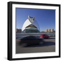 Spain, Valencia, Bridge, Cars, Ciudad De Las Artes Y De Las Ciencias, Palau-Rainer Mirau-Framed Photographic Print