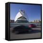 Spain, Valencia, Bridge, Cars, Ciudad De Las Artes Y De Las Ciencias, Palau-Rainer Mirau-Framed Stretched Canvas