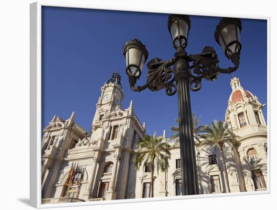 Spain, Valencia, Place De L'Ajuntament, City Hall, Lantern-Rainer Mirau-Framed Photographic Print