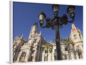 Spain, Valencia, Place De L'Ajuntament, City Hall, Lantern-Rainer Mirau-Framed Photographic Print
