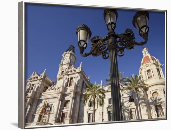 Spain, Valencia, Place De L'Ajuntament, City Hall, Lantern-Rainer Mirau-Framed Photographic Print