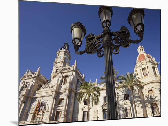 Spain, Valencia, Place De L'Ajuntament, City Hall, Lantern-Rainer Mirau-Mounted Photographic Print