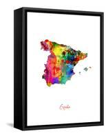 Spain Watercolor Map-Michael Tompsett-Framed Stretched Canvas