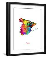 Spain Watercolor Map-Michael Tompsett-Framed Art Print