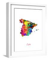 Spain Watercolor Map-Michael Tompsett-Framed Art Print