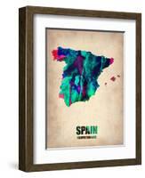 Spain Watercolor Map-NaxArt-Framed Art Print