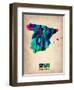 Spain Watercolor Map-NaxArt-Framed Art Print