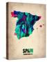 Spain Watercolor Map-NaxArt-Stretched Canvas