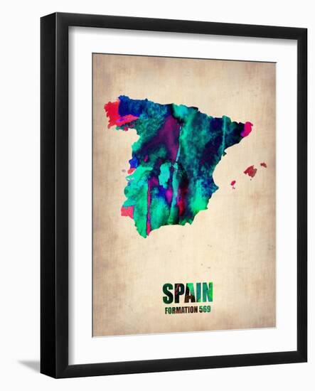 Spain Watercolor Map-NaxArt-Framed Art Print