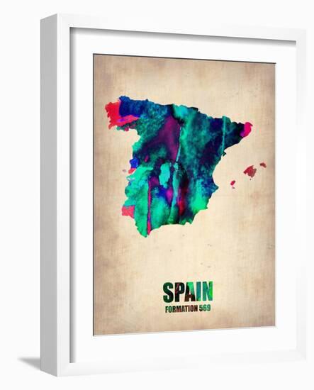 Spain Watercolor Map-NaxArt-Framed Art Print