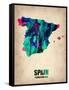 Spain Watercolor Map-NaxArt-Framed Stretched Canvas