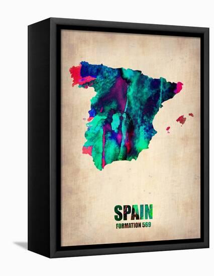 Spain Watercolor Map-NaxArt-Framed Stretched Canvas