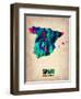 Spain Watercolor Map-NaxArt-Framed Art Print