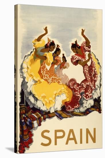 Spain - Women Dancing-null-Stretched Canvas