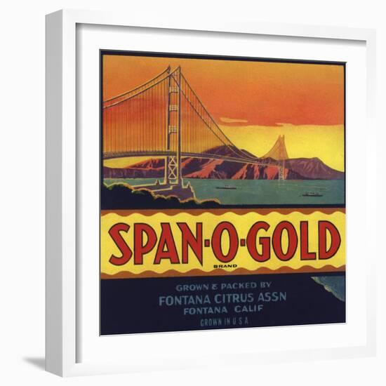 Span O Gold Brand - Fontana, California - Citrus Crate Label-Lantern Press-Framed Art Print