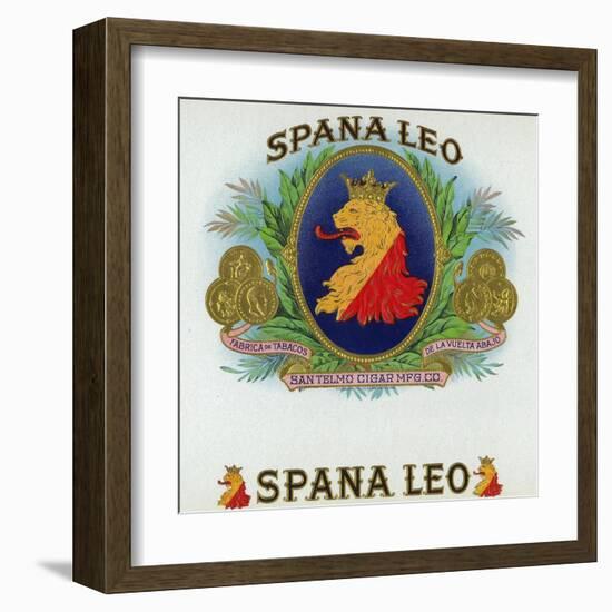 Spana Leo Brand Cigar Box Label-Lantern Press-Framed Art Print