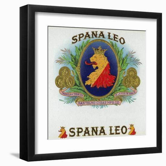 Spana Leo Brand Cigar Box Label-Lantern Press-Framed Art Print