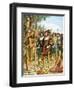 Spaniards Being Welcomed by a Indian Chief Who Offers Them Cakes, Fruit and Wine-Tancredi Scarpelli-Framed Giclee Print