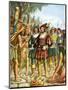 Spaniards Being Welcomed by a Indian Chief Who Offers Them Cakes, Fruit and Wine-Tancredi Scarpelli-Mounted Giclee Print