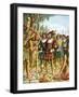 Spaniards Being Welcomed by a Indian Chief Who Offers Them Cakes, Fruit and Wine-Tancredi Scarpelli-Framed Giclee Print