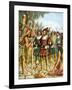 Spaniards Being Welcomed by a Indian Chief Who Offers Them Cakes, Fruit and Wine-Tancredi Scarpelli-Framed Giclee Print