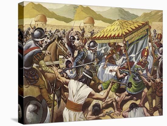 Spaniards Toppling the Inca Empire of Peru-Mike White-Stretched Canvas