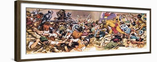 Spaniards under Attack from Aztecs-Mcbride-Framed Premium Giclee Print