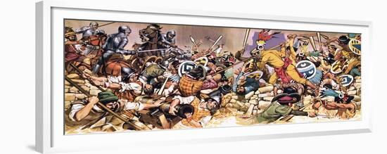 Spaniards under Attack from Aztecs-Mcbride-Framed Premium Giclee Print