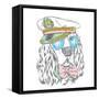 Spaniel in the Captain's Cap. Vector Illustration of a Dog.-Vitaly Grin-Framed Stretched Canvas